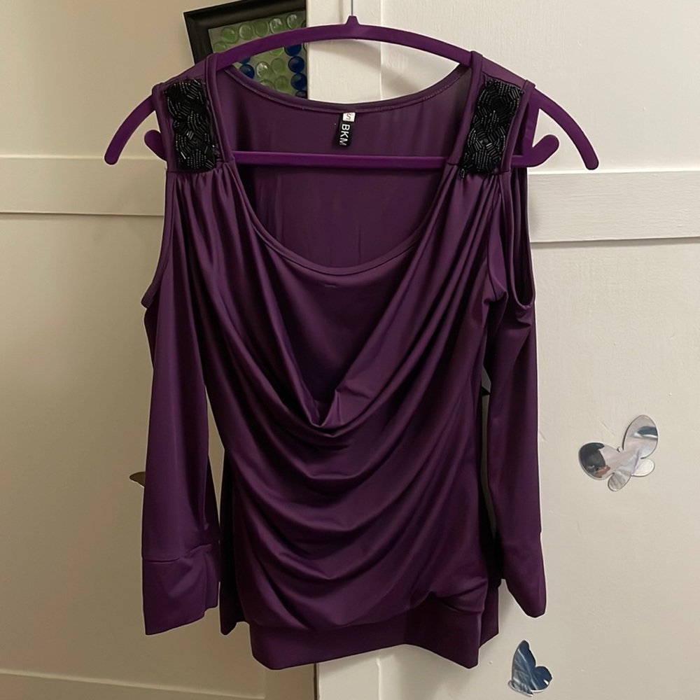 Sequin Cold Shoulder Top